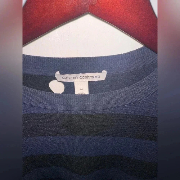 Autumn Cashmere Stripped  Distressed Sweater Black And Blue Sz M - Picture 4 of 4